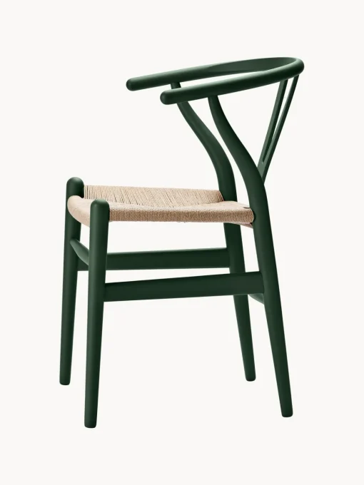Sillas>Carl Hansen & Søn Silla de madera con asiento tejido a mano CH23 Madera de haya pintada en verde oscuro, beige