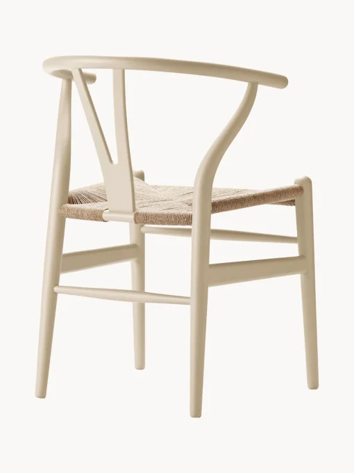 Sillas>Carl Hansen & Søn Silla de madera con asiento tejido a mano CH24 Madera de haya pintada en beige claro, beige