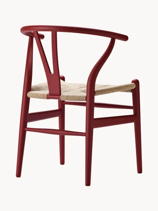 Sillas>Carl Hansen & Søn Silla de madera con asiento tejido a mano CH24 Madera de haya pintada en rojo vino, beige
