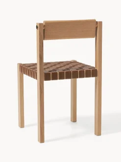 Sillas></noscript>Westwing Collection Silla de madera con asiento de cuero Liza Cuero marrón, madera de roble