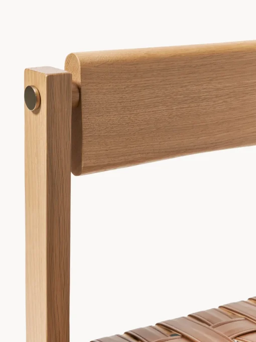 Sillas>Westwing Collection Silla de madera con asiento de cuero Liza Cuero marrón, madera de roble