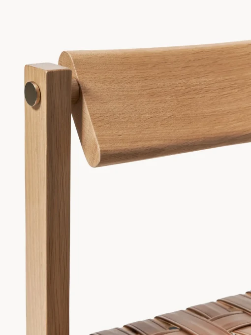 Sillas>Westwing Collection Silla de madera con asiento de cuero Liza Cuero marrón, madera de roble