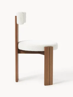 New Silla de madera con tapizado bouclé Katya Sillas
