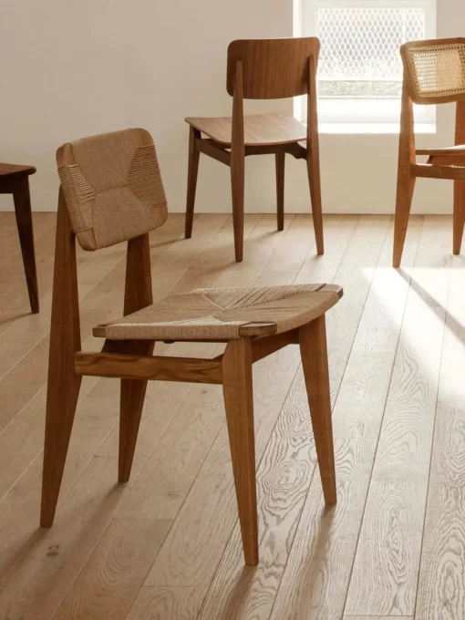 Best Silla de madera de nogal con asiento trenzado C-Chair Sillas De Madera|Sillas