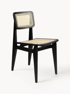 Clearance Silla de madera de roble con tejido vienés C-Chair Sillas De Madera|Sillas