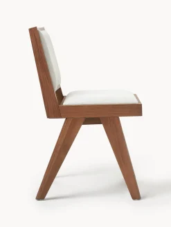 Sillas De Madera|Sillas></noscript>Westwing Collection Silla de madera tapizada Sissi Tejido blanco crema, madera de roble oscura