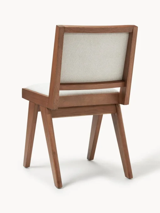 Sillas De Madera|Sillas>Westwing Collection Silla de madera tapizada Sissi Tejido blanco crema, madera de roble oscura