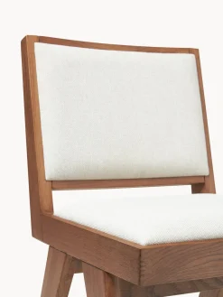 Sillas De Madera|Sillas></noscript>Westwing Collection Silla de madera tapizada Sissi Tejido blanco crema, madera de roble oscura