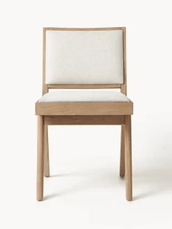 Sillas De Madera|Sillas></noscript>Westwing Collection Silla de madera tapizada Sissi Tejido blanco crema, madera de roble clara