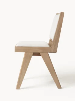 Sillas De Madera|Sillas></noscript>Westwing Collection Silla de madera tapizada Sissi Tejido blanco crema, madera de roble clara