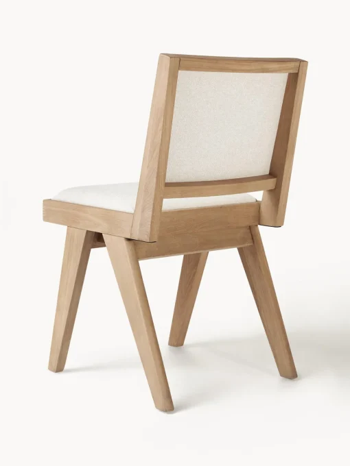 Sillas De Madera|Sillas>Westwing Collection Silla de madera tapizada Sissi Tejido blanco crema, madera de roble clara