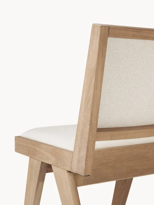 Sillas De Madera|Sillas>Westwing Collection Silla de madera tapizada Sissi Tejido blanco crema, madera de roble clara