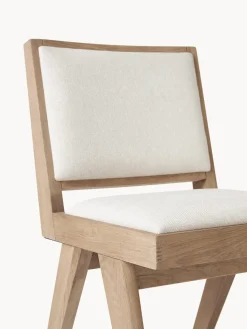 Sillas De Madera|Sillas></noscript>Westwing Collection Silla de madera tapizada Sissi Tejido blanco crema, madera de roble clara