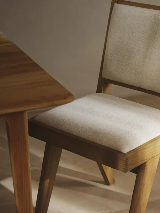 Sillas De Madera|Sillas>Westwing Collection Silla de madera tapizada Sissi Tejido blanco crema, madera de roble clara