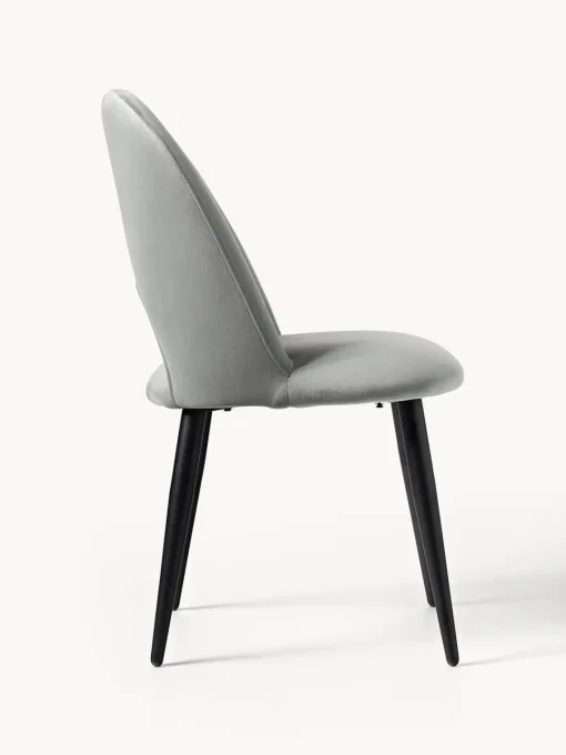Sillas>Westwing Collection Silla de terciopelo Rachel Terciopelo gris claro, negro mate