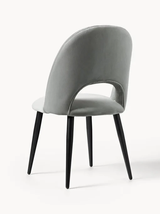 Sillas>Westwing Collection Silla de terciopelo Rachel Terciopelo gris claro, negro mate