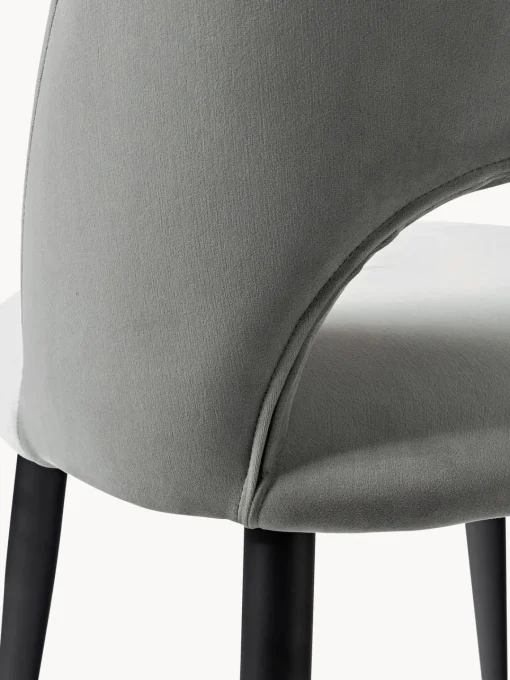 Sillas>Westwing Collection Silla de terciopelo Rachel Terciopelo gris claro, negro mate