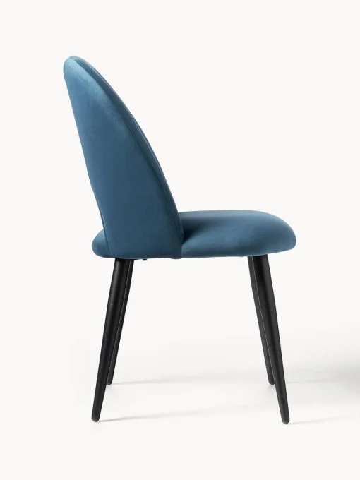 Sillas>Westwing Collection Silla de terciopelo Rachel Terciopelo azul, negro mate