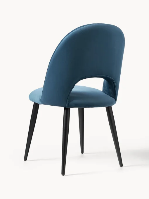 Sillas>Westwing Collection Silla de terciopelo Rachel Terciopelo azul, negro mate