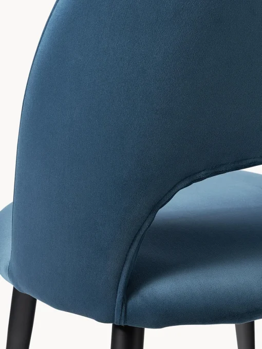 Sillas>Westwing Collection Silla de terciopelo Rachel Terciopelo azul, negro mate