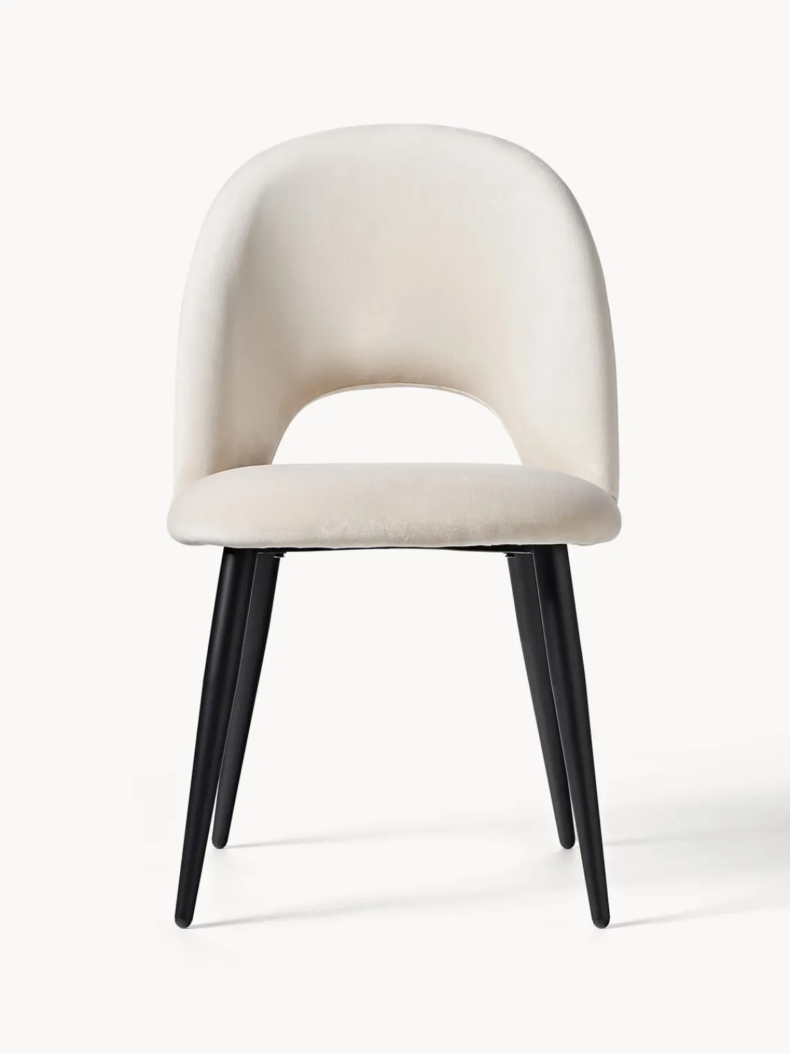 Sillas>Westwing Collection Silla de terciopelo Rachel Terciopelo blanco crema, negro mate