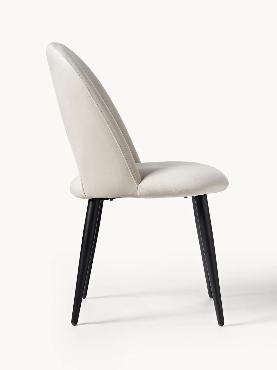 Sillas>Westwing Collection Silla de terciopelo Rachel Terciopelo blanco crema, negro mate
