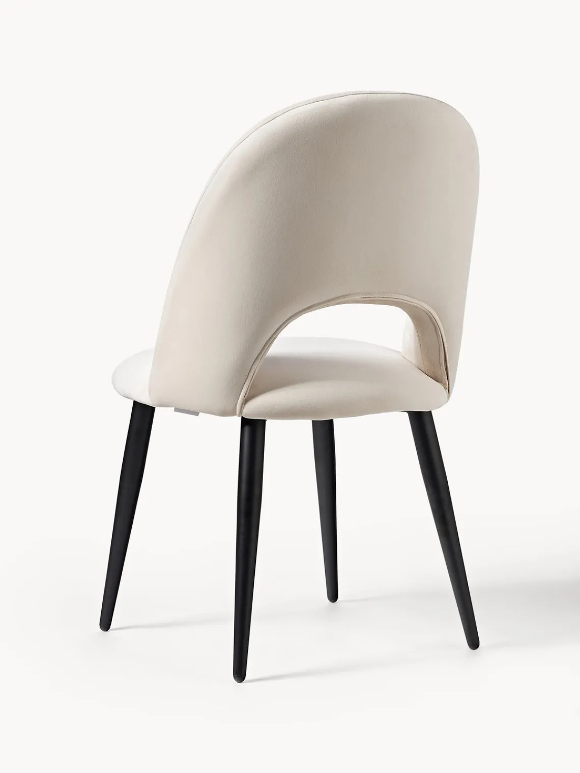 Sillas>Westwing Collection Silla de terciopelo Rachel Terciopelo blanco crema, negro mate