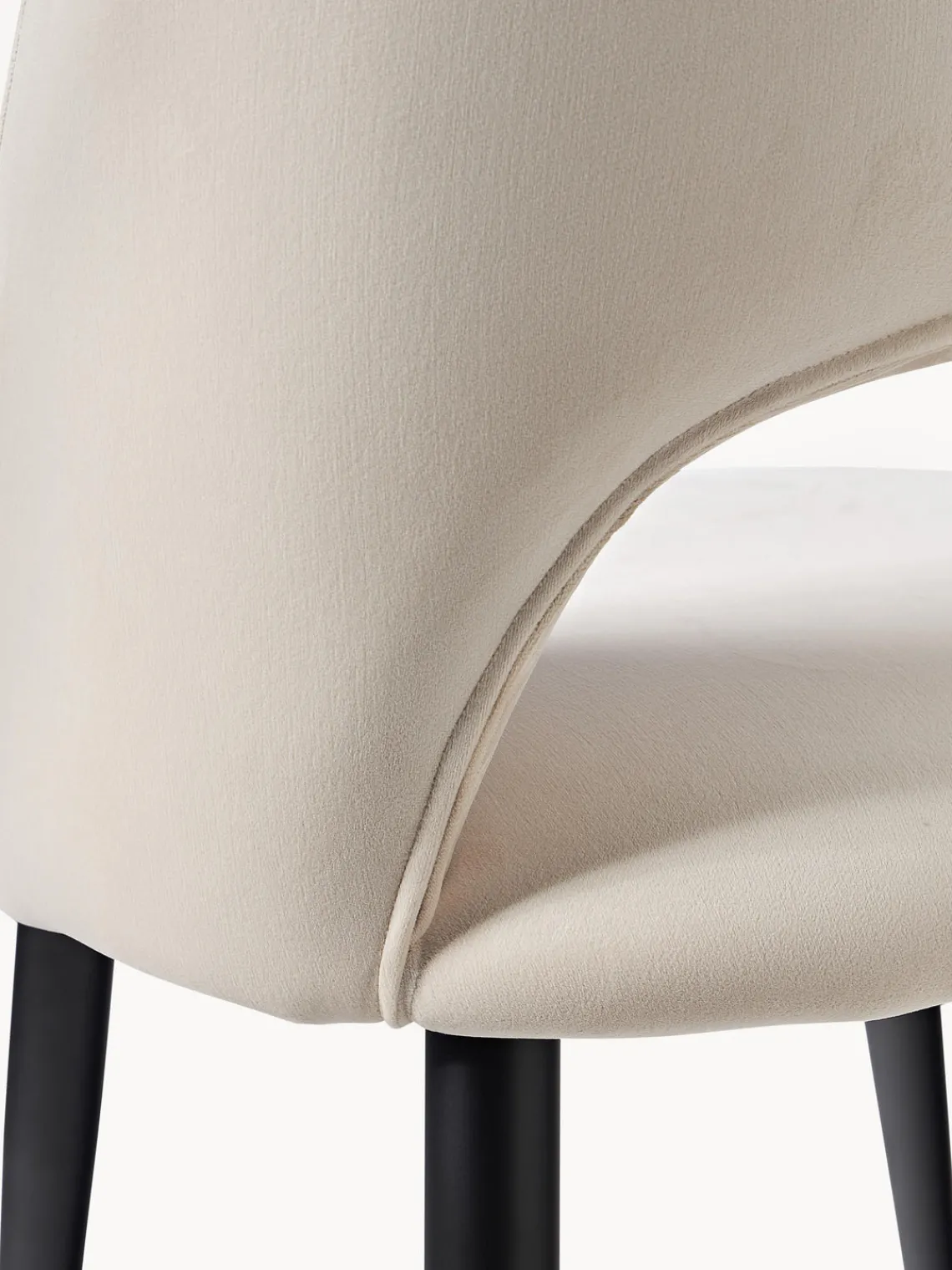 Sillas>Westwing Collection Silla de terciopelo Rachel Terciopelo blanco crema, negro mate