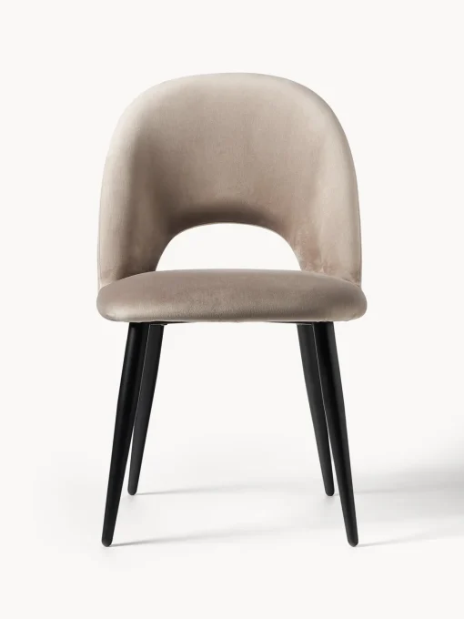 Sillas>Westwing Collection Silla de terciopelo Rachel Terciopelo taupe, negro mate