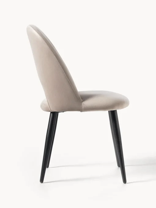 Sillas>Westwing Collection Silla de terciopelo Rachel Terciopelo taupe, negro mate