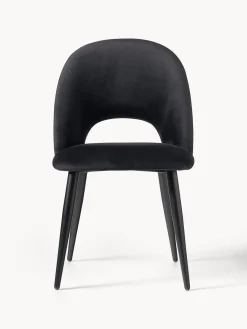 Sillas>Westwing Collection Silla de terciopelo Rachel Terciopelo negro, negro mate