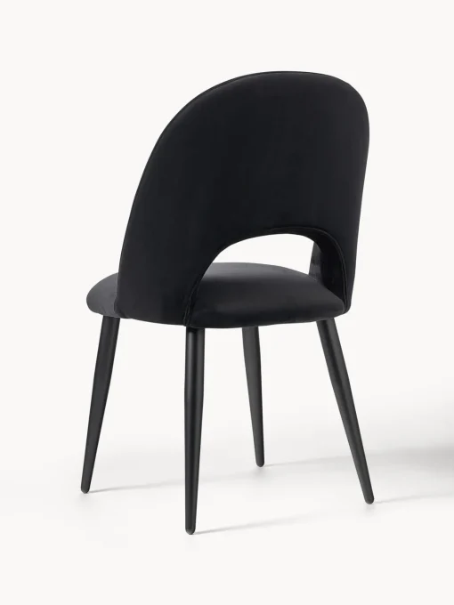 Sillas>Westwing Collection Silla de terciopelo Rachel Terciopelo negro, negro mate