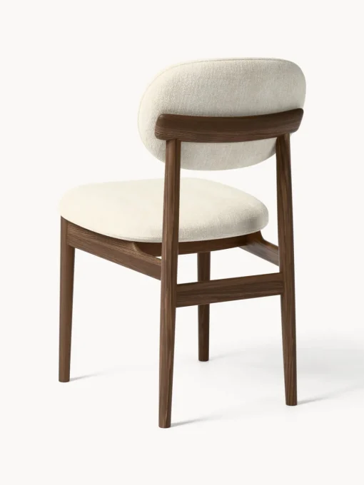 Sillas>Westwing Collection Silla tapizada Ash Tejido Off White, madera de fresno oscura