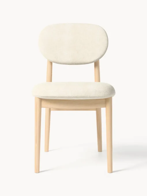Sillas>Westwing Collection Silla tapizada Ash Tejido Off White, madera de fresno clara