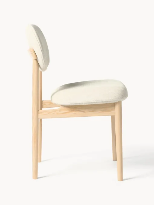 Sillas>Westwing Collection Silla tapizada Ash Tejido Off White, madera de fresno clara