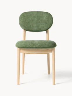 Sillas></noscript>Westwing Collection Silla tapizada Ash Tejido verde turquesa, madera de fresno clara