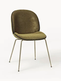Sillas>GUBI Silla tapizada Beetle Verde oliva, dorado