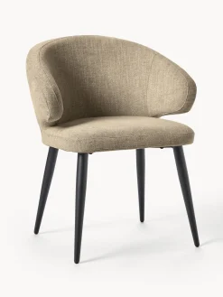 Sillas Con Reposabrazos|Sillas>Westwing Collection Silla tapizada Celia Bouclé verde oliva, negro mate