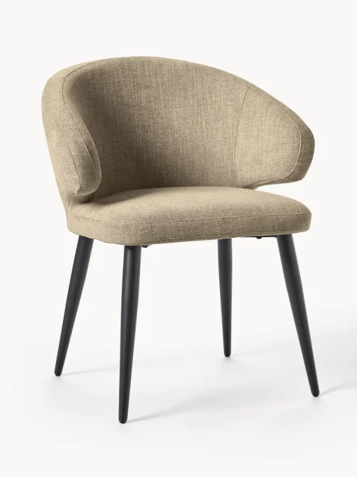 Sillas Con Reposabrazos|Sillas>Westwing Collection Silla tapizada Celia Bouclé verde oliva, negro mate