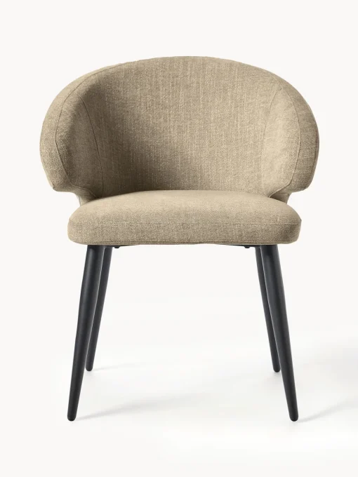 Sillas Con Reposabrazos|Sillas>Westwing Collection Silla tapizada Celia Bouclé verde oliva, negro mate