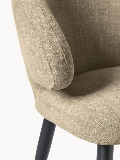 Sillas Con Reposabrazos|Sillas>Westwing Collection Silla tapizada Celia Bouclé verde oliva, negro mate