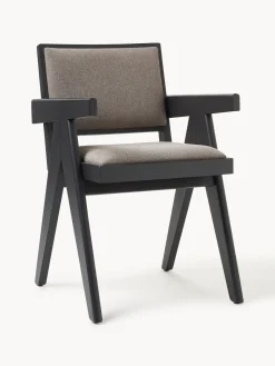 Sillas De Madera|Sillas Con Reposabrazos>Westwing Collection Silla tapizada con reposabrazos Sissi Tejido greige, negro