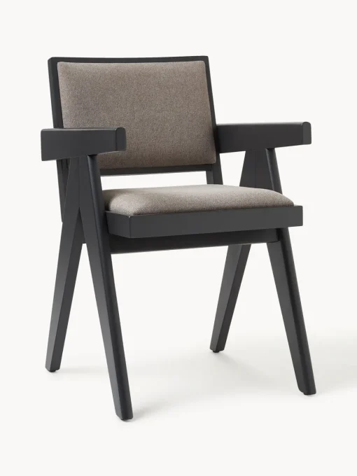 Sillas De Madera|Sillas Con Reposabrazos>Westwing Collection Silla tapizada con reposabrazos Sissi Tejido greige, negro