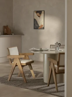 Sillas De Madera|Sillas Con Reposabrazos>Westwing Collection Silla tapizada con reposabrazos Sissi Tejido blanco crema, madera de roble clara