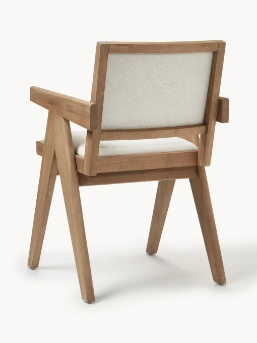 Sillas De Madera|Sillas Con Reposabrazos>Westwing Collection Silla tapizada con reposabrazos Sissi Tejido blanco crema, madera de roble clara