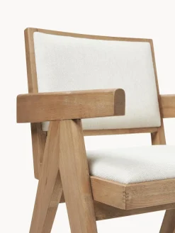 Sillas De Madera|Sillas Con Reposabrazos></noscript>Westwing Collection Silla tapizada con reposabrazos Sissi Tejido blanco crema, madera de roble clara