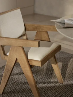 Sillas De Madera|Sillas Con Reposabrazos></noscript>Westwing Collection Silla tapizada con reposabrazos Sissi Tejido blanco crema, madera de roble clara