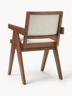 Sillas De Madera|Sillas Con Reposabrazos></noscript>Westwing Collection Silla tapizada con reposabrazos Sissi Tejido blanco crema, madera de roble oscura