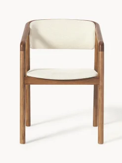 Sillas Con Reposabrazos|Sillas></noscript>Westwing Collection Silla tapizada con reposabrazos Gali Tejido blanco Off White, madera de fresno oscura