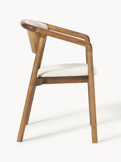 Sillas Con Reposabrazos|Sillas></noscript>Westwing Collection Silla tapizada con reposabrazos Gali Tejido blanco Off White, madera de fresno oscura